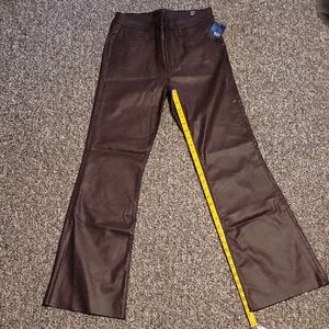KUT FROM THE KLOTH STELLA HIGH RISE FAB AB FLARE FAUX LEATHER Brown Flared Pants